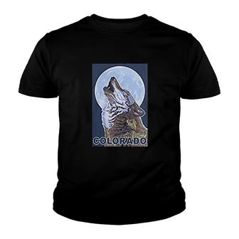 Gray Wolf Howling Colorado Youth T-shirt | Mazezy