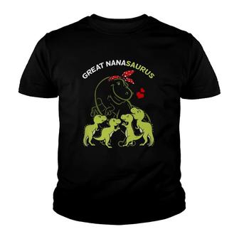 Great Nanasaurus Great Nana 4 Kids Dinosaur Grandma Youth T-shirt | Mazezy