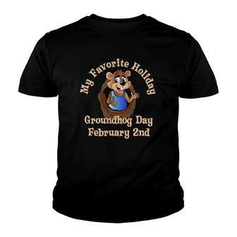 Groundhog Day Holiday February 2Nd Gift Woodchuck Shadow Youth T-shirt | Mazezy