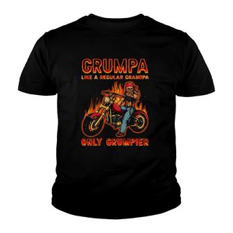 Grumpa Like A Regular Grandpa Only Grumpier Funny Gift For Cool Grandpa Biker Youth T-shirt | Mazezy