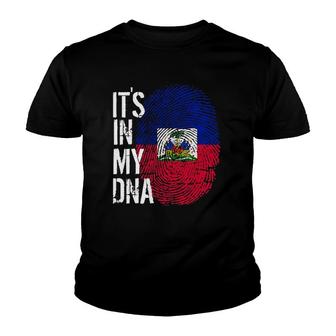 Haitian Pride Fingerprint - It's In My Dna Haiti Flag Youth T-shirt | Mazezy