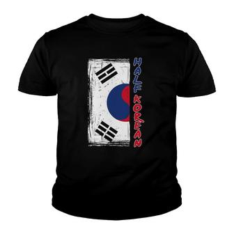Half Korean American Graphic - Funny South Korean Flag Youth T-shirt | Mazezy