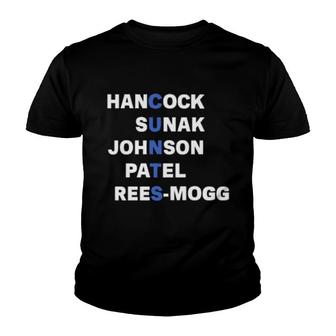 Hancock Sunak Johnson Patel Rees-Mogg Youth T-shirt | Mazezy