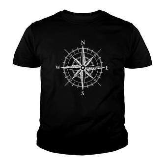 Hand Drawn Design Compass Rose Nautical Youth T-shirt | Mazezy