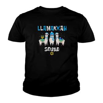 Hanukkah Llama Christmas Happy Llamakah Squad Cute Alpaca Youth T-shirt | Mazezy