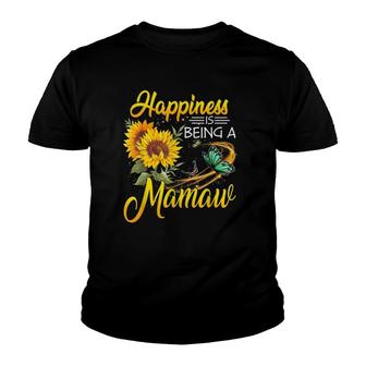 Happiness Is Being A Mamaw Sunflower Butterflies Costume Youth T-shirt | Mazezy