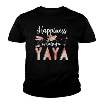 Happiness Is Being A Yaya Floral Mother's Day Grandma Youth T-shirt | Mazezy