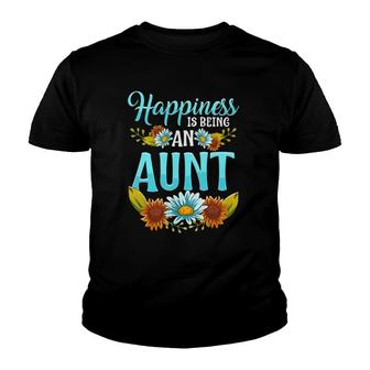Happiness Is Being An Aunt Cute Floral Mothers Day Gifts Youth T-shirt | Mazezy CA