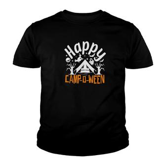 Happy Camp-O-Ween Halloween Camping Camper Lovers Gift Youth T-shirt | Mazezy