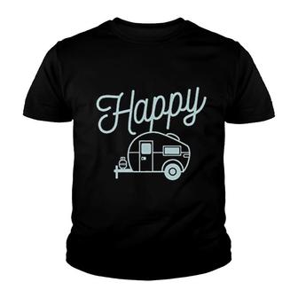 Happy Camper Art Youth T-shirt | Mazezy