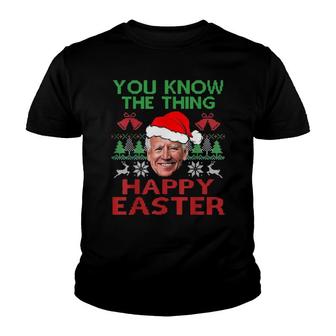 Happy Christmas Biden Happy Easter Christmas Ugly Tee Youth T-shirt | Mazezy