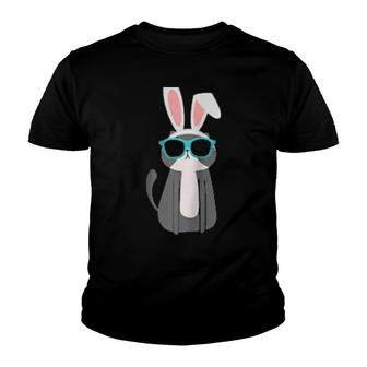 Happy Easter Cool Cat With Bunny Ears And Glasses Cat Youth T-shirt - Thegiftio UK