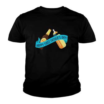 Happy First Father's Day Baby Bottle Youth T-shirt | Mazezy