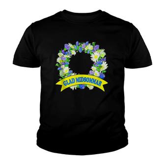 Happy Midsummer Floral Wreath Glad Midsommar Festival Sweden  Youth T-shirt