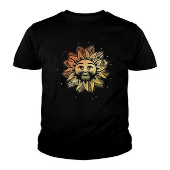 Happy Solstice Sun Face Solar Winter Sky December Rituals Youth T-shirt | Mazezy