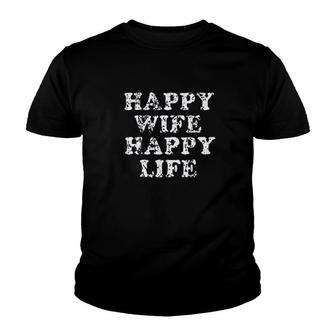 Happy Wife Happy Life Youth T-shirt | Mazezy