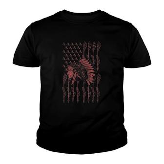 Headdress Native Indian Pride Arrows Us Flag Native American Youth T-shirt | Mazezy