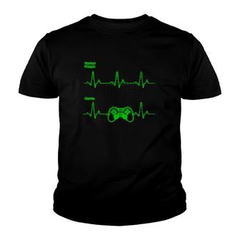 Heartbeat Gamer Vs Normal Person Controller Funny Gaming Youth T-shirt | Mazezy CA