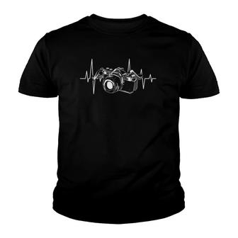Heartbeat Photographer Heartbeat Photography Camera Youth T-shirt | Mazezy