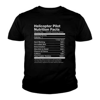 Helicopter Pilot Nutrition Facts Job Funny Youth T-shirt | Mazezy UK