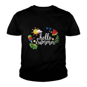 Hello Summer Vacation Holiday Island Travel Beach Sea Ocean Youth T-shirt | Mazezy