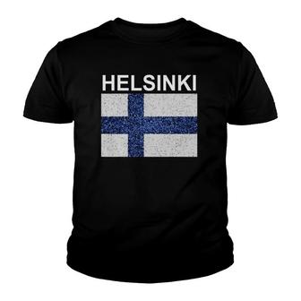 Helsinki Finland Flag Artistic Finnish Youth T-shirt | Mazezy CA