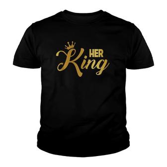 Her King His Queen Matching Couple Valentine's Day Gift Youth T-shirt | Mazezy