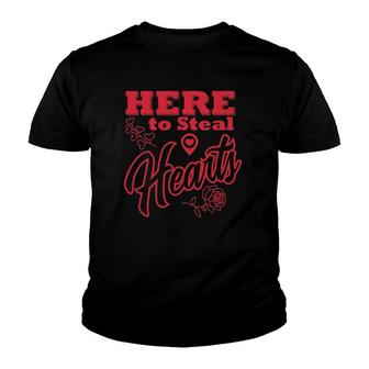 Here To Steal Hearts Valentine's Date Gift Youth T-shirt | Mazezy