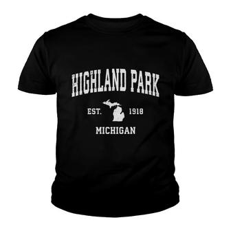 Highland Park Michigan Mi Vintage Athletic Sports Design Pullover Youth T-shirt | Mazezy