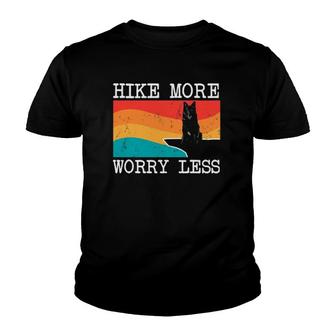 Hike More Worry Less Belgian Sheepdog Graphic Hiking Youth T-shirt | Mazezy