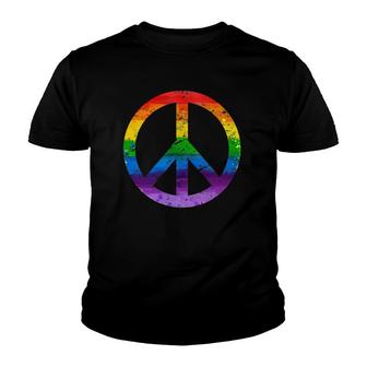 Hippie Peace Sign Lgbt Flag Rainbow Pride Gay Lesbian Flags Youth T-shirt