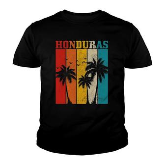 Honduras Vintage Palm Trees Surfer Souvenir Youth T-shirt | Mazezy