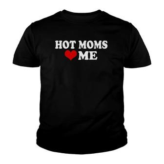 Hot Moms Heart Me Red Heart Funny Youth T-shirt | Mazezy