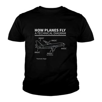 How Planes Fly Magic Funny Pilot Youth T-shirt | Mazezy