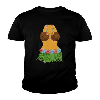 Hula Dancer Lei Flowers Coconut Bra Grass Skirt Youth T-shirt | Mazezy
