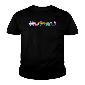 Human Pride Flag Transgender Gay Lesbian Poly Cool Lgbt Gift Youth T-shirt | Mazezy