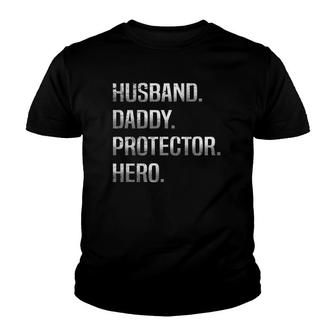 Husband Daddy Protector Hero Cool Father Youth T-shirt | Mazezy