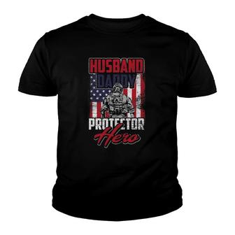 Husband Daddy Protector Hero Veterans Day Youth T-shirt | Mazezy