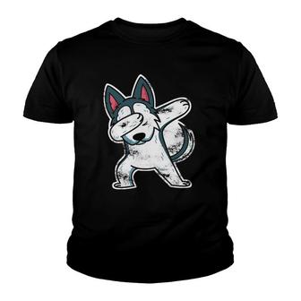 Husky Dog Lover Gift Dabbing Husky Youth T-shirt | Mazezy