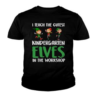Hy I Teach The Cutest Kindergarten Elves Christmas Youth T-shirt | Mazezy