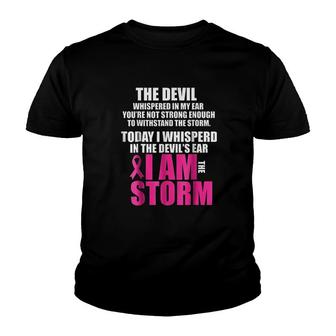 I Am The Storm Pink Ribbons Youth T-shirt - Thegiftio UK