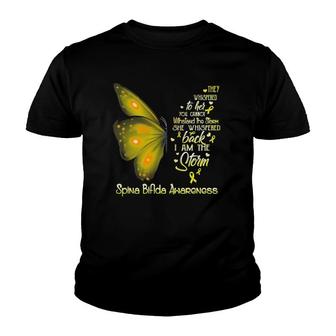 I Am The Storm Spina Bifida Awareness Butterfly Youth T-shirt | Mazezy