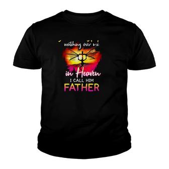 I Have A Guardian Angel Watching Over Me In Heaven I Call Him Father Christian Cross With Dragon Youth T-shirt | Mazezy