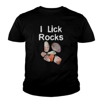 I Lick Rocks Agate Collector Geologist Mineral Design Youth T-shirt | Mazezy
