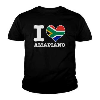 I Love Amapiano South African Flag Dj Design Youth T-shirt | Mazezy