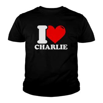 I Love Charlie Red Heart Gift Youth T-shirt | Mazezy