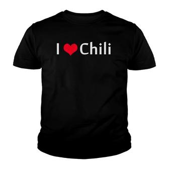I Love Chili Tee Red Heart Chili Pepper Youth T-shirt | Mazezy