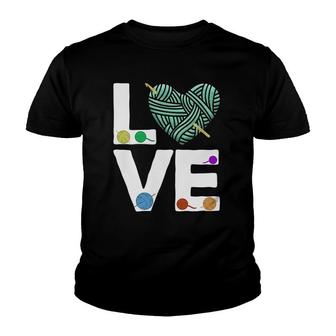 I Love Crochet And Knitting Funny Crocheting Lover Youth T-shirt | Mazezy