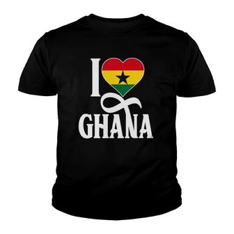 I Love Ghana With Ghana Flag Inside A Heart Ghanaian Pride Youth T-shirt | Mazezy