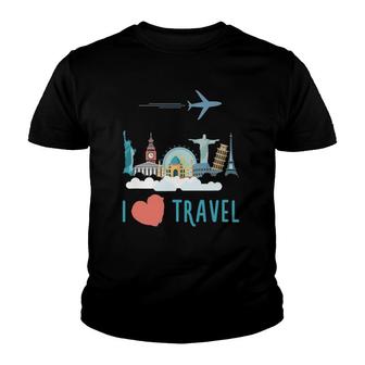 I Love Travel Traveling Lover Youth T-shirt | Mazezy